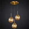 HSLJ1 Lampadario moderno a forma di globo con 3 luci, altezza regolabile, lampadario a sfera, lampadario industriale per isola cucina, sala da pranzo (profondità: 15 cm x altezza: 25 cm)