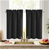 DWCN Set di 2 tende da cucina corte, moderne, oscuranti, termiche, protezione dal freddo, con passante per asta, 90 x 60 cm (altezza x larghezza), colore nero