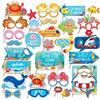 Losuya Kit di 30 accessori per cabina fotografica sotto il mare, per feste estive, animali marini, selfie, con bastone, per feste di compleanno o baby shower