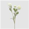 EDG - Enzo de Gasperi Pianta Ramo Ranuncolo Avorio Artificiale con Foglie, Fiore Finto Realistico per Decorazioni H50 cm