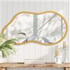 AAZZKANG Grande specchio da parete con cornice in legno, 65 x 40 cm, specchio irregolare dorato da appendere, asimmetrico, per bagno, camera da letto, soggiorno, ingresso