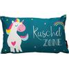 Dekohelden24 Cuscino decorativo - Cuscino con unicorno/scritta - Zona di peluche - L x P ca. 40 x 13 x 23 cm, 100% cotone.
