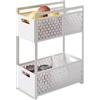 YAMAZAKI 5218 TOWER 2Tiered Storage Basket Set, white, ABS Resin / Steel / Silicone, 16 x 32.5 x 46 cm