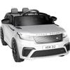 GarveeLife Auto elettrica per bambini con licenza Land Rover, 2 posti, motore 12 V, telecomando 2,4 G, luci LED, colore bianco, sicuro per bambini 3-6 anni
