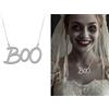 FIESTAS GUIRCA | Collana Boo in Metallo (5,5 cm) - Gioiello per Costume da Fantasma e Halloween - Accessorio Ideale per Feste di TERROREe Celebrazioni - Unisex - Argento
