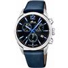 LOTUS Orologio Uomo Analogico Pelle Blu - Quarzo - Cronografo - Calendario - Vetro Minerale - Impermeabile 10 ATM Casual 18691/6 Chrono