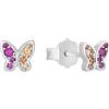 s.Oliver Orecchini a perno in Argento 925 per bambine, con zirconi sintetici, 0,5 cm, Argento, farfalla, Fornito in confezione regalo per gioielli