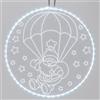 Lotti Disco Luminoso Babbo Natale con Paracadute con 60 LED, Bianco Freddo, Diametro 30 cm, Luce Fissa