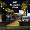 Elettro Star Catenaria luminosa, 50m con 50 lampadine a LED da 4W, cavo nero, non prolungabile