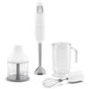 Smeg, Frullatore a Immersione HBF03WHEU, Funzione Turbo e Sistema di Taglio Flowblend, con Impugnatura Antiscivolo, Avvolgicavo Integrato, Accessori Inclusi, Potenza 700W, Bianco