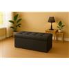 GX GARGIX Pouf, Panca Imbottita con Vano Contenitore Baule Trapuntato in Ecopelle VARI COLORI ELEGANTE (Les-4 Nero)