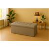 GX GARGIX Pouf, Panca Imbottita con Vano Contenitore Baule Trapuntato in Ecopelle VARI COLORI ELEGANTE (Les-2 Fango)