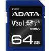 Adata 64GB Scheda SDXC Adata premier pro UHS-I U3 V30S CL10 [ASDX64GUI3V30S-R]