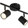 Faretto 2 luci Globo Walters 284x90 mm nero satinato