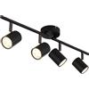 Faretto quattro luci Globo Walters 544x90 mm nero satinato