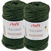 Stafil My Macramè Cordy 4 mm - Set da 2 Gomitoli in Cotone Riciclato (200 g x 2, 85 m x 2) - Cordino per Macramè, Crochet e Borse, Verde Militare