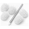Relaxdays Scopino WC, set da 5, manico in acciaio inox, testine di ricambio, plastica, A x D: 35,5 x 8 cm, bianco