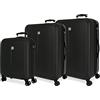 ROLL ROAD Cambogia set di valigie nero 55/68/78 cm Rigida ABS Chiusura a combinazione laterale 217 L 11,06 kg 4 ruote doppie equipaggiamento a mano