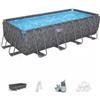 Bestway Piscina fuori terra con struttura rettangolare bestway apx 365 grigio scuro effetto marmo 549x274x132 cm