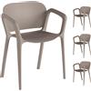Outsunny Set 4 Sedie da Giardino Impilabili in Plastica Moderne con Braccioli 60x56x75 cm, Grigio
