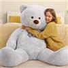MorisMos 140 cm Orso Peluche Gigante, XXL Grigio Orsacchiotto Peluche Grande, Kawaii Morbido Orsetto di Peluche Teddy Bear Regalo per Bambino Fidanzata Lei Lui Compleanno Decorazioni