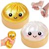 CHANCCI 2 pezzi Giant Glitter Dumpling Squishy,Gommose giganti a forma di raviolo con glitterati, Palline antistress a forma di raviolo, Divertente Giocattolo Antistress Bao Bun Con Vaporiera Per Bambini