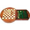Italfama Scacchi E Dama Da Viaggio Magnetici In Legno Tondo 16Cm Con Cassetto