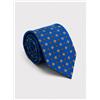 Amirante Antica Sartoria Napoletana Cravatta uomo in seta twill con fantasia geometrica azzurra e oro 3 pieghe