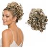 CAISHA Parrucchino Scrunchie Updo Acconciature Voluminoso Ricci Disordinato Bun Biondo Striato G35L
