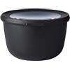 Mepal - Multi Bowl Cirqula Round - Contenitori Plastica con Coperchio - Adatto come contenitore ermetico per Frigo, microonde, Congelatore e piatti da portata - Ciotole Cucina - 1000 ml - Nordic black