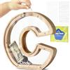 DBPBToU Salvadanaio Personalizzato in Legno Trasparente, Apribile per Bambini, Grande Creativo per Regalo di Compleanno/Decorazione Domestica/Ricordo (C)