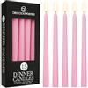 DECO EXPRESS Candele Lunghe - Pacco da 6/10/15/50 - Candele 8 Ore Lunga Durata per Candelabro Non profumato (Rosa baby - Confezione da 15)