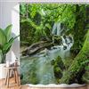 Hnmdmyi Tenda da doccia foresta 120x200, Hnmdmyi giungla tropicale foresta pluviale verde albero pianta natura paesaggio cascata scenario tenda da bagno impermeabile poliestere tessuto lavabile tenda da bagno