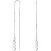 Bling Jewelry Eleganza minimalista gancio lungo filo semplice tre simulato perla bianca Threader orecchini per le donne adolescenti .925 Sterling Silver U gancio stabilizzatore