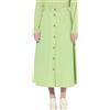 Ulla Popken Donna Chinorock, Linea A, Bottoni, Tasche gonne, Verde Lime, 62-64