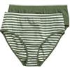 Ulla Popken 847041 - Slip da Donna, Taglie Forti, Taglie Forti, Confezione da 2, in Cotone Biologico, a Righe, Tinta Unita, Verde Oliva, 46-48