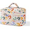 Uekeboag Grande Borsa da Viaggio Trapuntata per il Trucco da Donna, Borsa Cosmetica in Cotone Floreale, Organizer per Articoli da Toeletta Estetica, 05bianco-U
