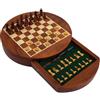 Italfama Set Di Scacchi E Dama Magnetico In Legno Italfama, Gioco Da Viaggio Rotondo 25cm