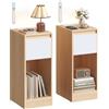VASAGLE Set di 2 Comodini Stretti, Tavolini, con Illuminazione LED, 1 Porta USB-A, 1 Porta USB-C, Cassetto e Scomparto Aperto, per Camera da Letto, Soggiorno, Giallo Mandorla e Bianco Nuvola LET710Y01
