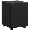 SONGMICS Cassettiera da Ufficio Studio Scrivania, Mobiletto con Ruote per Documenti, Supporto Stampante, con Chiusura, 3 Cassetti, Pre-Assemblato, 45 x 39 x 54 cm, Nero Opaco OFC63BK