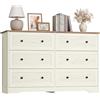 VASAGLE SIREN Collezione - Cassettiera, Mobile Contenitore con Cassetti, Stile Rustico, Organizzatore Versatile, 6 Cassetti, 40 x 120 x 78 cm, Bianco Vintage e Marrone Miele LTS663WJ01