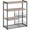 VASAGLE Scaffale per Microonde con 2 Cesti, Scaffale da Cucina con Bordi, Ripiani e Ganci, 80 x 35 x 95 cm, Stile Traditional basic, Greige Melange e Nero Opaco KKS096B02