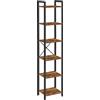 VASAGLE Scaffale a 6 Ripiani, Libreria per Ufficio, Studio, Soggiorno, Camera da Letto, 30 x 40 x 186 cm, Stile Industriale, Marrone Vintage e Nero Inchiostro LLS101B01
