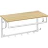 VASAGLE Appendiabiti da Parete con Mensola, Attaccapanni con Barra, 5 Ganci Appendini, Stile Moderno, per Corridoio, Bagno, Soggiorno, Colore Rovere e Bianco LCR11WY