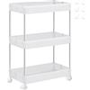 SONGMICS Carrello Portaoggetti a 3 Livelli, Carrello con Ruote, Carrellino da Cucina Bagno Ufficio, 23,6 x 42 x 60,6 cm, Bianco Nuvola KSC009W01