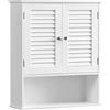 VASAGLE Armadietto da Muro, Mobiletto per Bagno da Parete, Mobile da Bagno con Ripiano Regolabile, 2 Ante a Persiana e Scomparto Aperto, 20 x 60 x 70 cm, Bianco BBC27WT