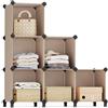 SONGMICS Scaffale a 6 Cubi, Organizzatore Modulare, Portaoggetti in Plastica con Piedini, Scarpiera, Cubo 30 x 30 x 30 cm, Soggiorno, Camera da Letto, Martello di Gomma, Marrone Cammello LPC111K01