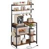 VASAGLE Scaffale Cucina con Prese di Corrente, Scaffale per Microonde, 8 Ganci a S, Mobile Cucina, Portaspezie, 40 x 90 x 165,5 cm, Marrone Vintage e Nero Inchiostro KKS031K11