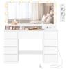 VASAGLE KAILYN Collezione - Toeletta con Specchio a 3 Ante, 11 Lampadine a 3 Colori, Multipresa, 9 Cassetti, Tavolo da Trucco, Montaggio delle Guide Senza Attrezzi, Bianco Nuvola RDT146WB01