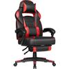 SONGMICS Sedia da Ufficio, Poltrona Racing Ergonomica, Poggiapiedi Telescopico, Schienale Inclinabile, Poggiatesta e Supporto Lombare, Portante di 150 kg, Nero Inchiostro e Rosso Fragola OBG73BRV1